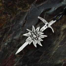 Ice axe and edelweiss pendant