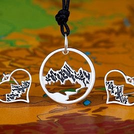 Mountaineering set. Pendant “Mountains” and Earrings “Mountains is love”