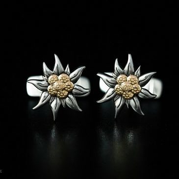 Edelweiss cufflinks with gold accents